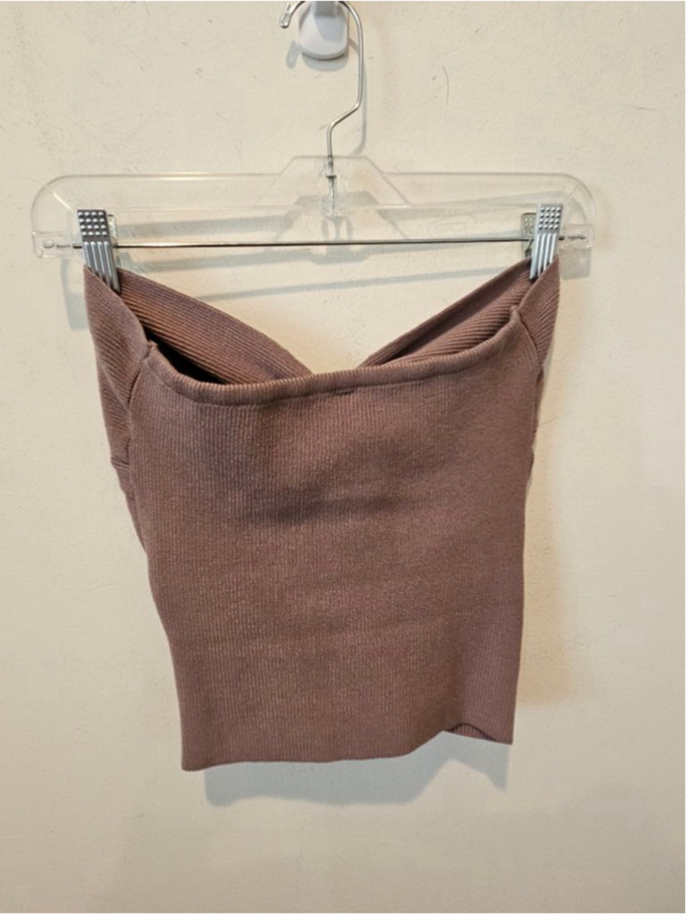 Women's ANRABESS NWT Brown Ribbed Knit Bandeau Tube Top S - Picture 9 of 12